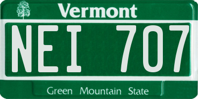 VT license plate NEI707