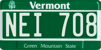 VT license plate NEI708