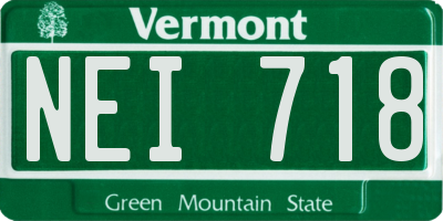 VT license plate NEI718