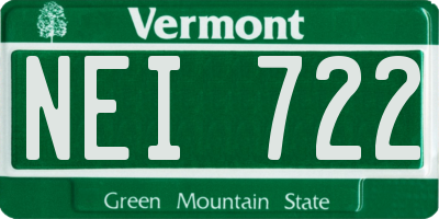 VT license plate NEI722