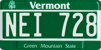 VT license plate NEI728
