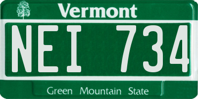 VT license plate NEI734