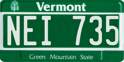 VT license plate NEI735