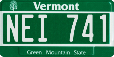 VT license plate NEI741