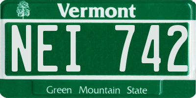 VT license plate NEI742