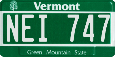 VT license plate NEI747