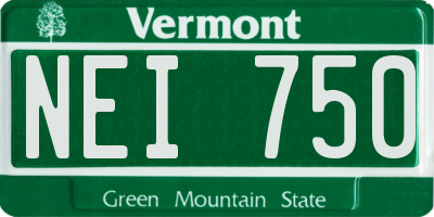 VT license plate NEI750
