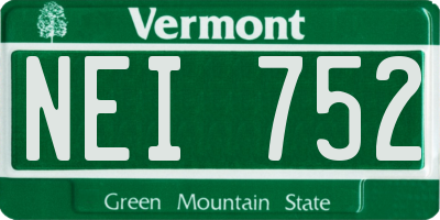 VT license plate NEI752