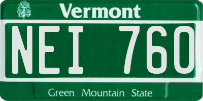 VT license plate NEI760