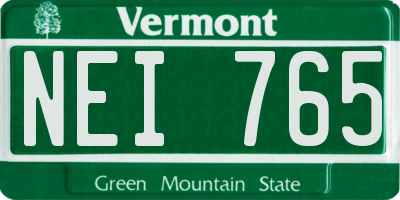 VT license plate NEI765