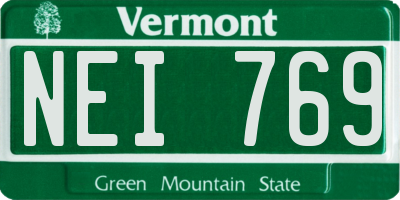 VT license plate NEI769
