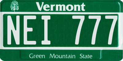 VT license plate NEI777