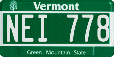 VT license plate NEI778
