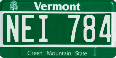 VT license plate NEI784