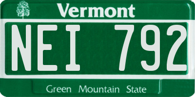 VT license plate NEI792
