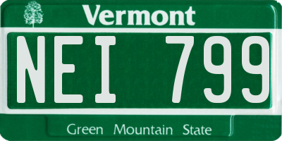 VT license plate NEI799