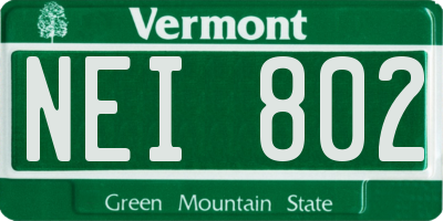 VT license plate NEI802