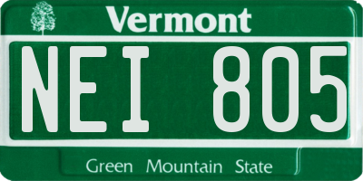 VT license plate NEI805