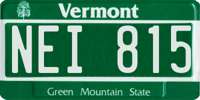 VT license plate NEI815
