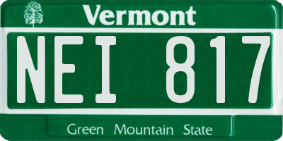 VT license plate NEI817