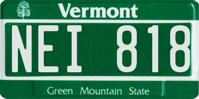 VT license plate NEI818