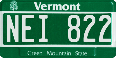 VT license plate NEI822