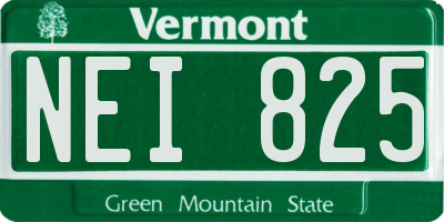 VT license plate NEI825