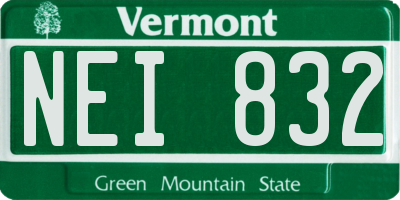 VT license plate NEI832