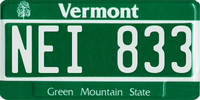 VT license plate NEI833