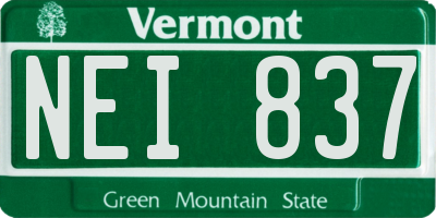 VT license plate NEI837