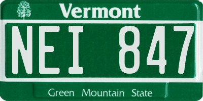 VT license plate NEI847