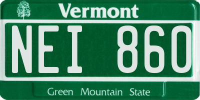 VT license plate NEI860