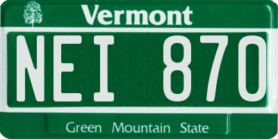 VT license plate NEI870