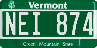 VT license plate NEI874