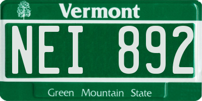 VT license plate NEI892