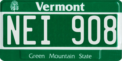 VT license plate NEI908