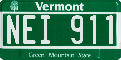 VT license plate NEI911