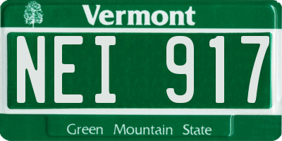 VT license plate NEI917