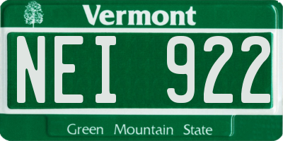 VT license plate NEI922
