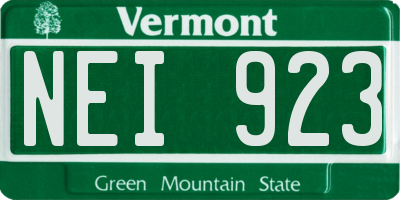 VT license plate NEI923