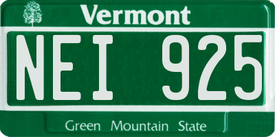 VT license plate NEI925