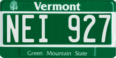 VT license plate NEI927