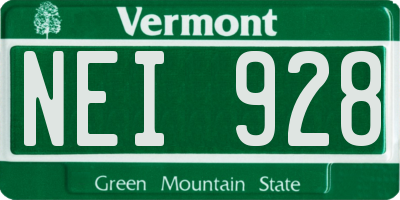 VT license plate NEI928