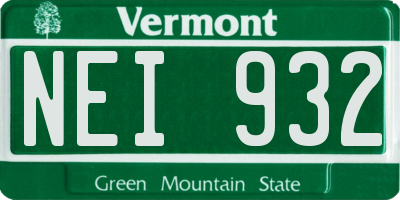 VT license plate NEI932
