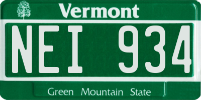 VT license plate NEI934