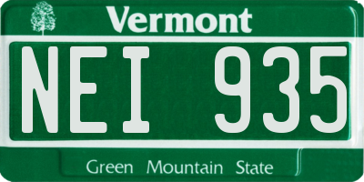 VT license plate NEI935