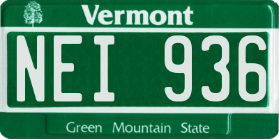 VT license plate NEI936