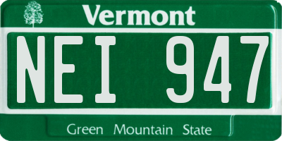 VT license plate NEI947