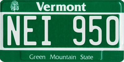 VT license plate NEI950