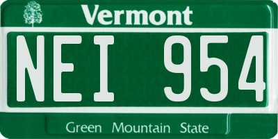 VT license plate NEI954